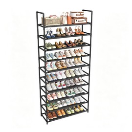 Simple Trending Tall Shoe Rack Storage Holds 40 Pairs, 10 Tier Shoe Organizer Shelf Large Capacity for Entryway Closet, Black