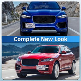 Heavy Duty Front License Plate Frame Compatible with Jaguar F-Type 2014-2024, No Drill Tow Hook Mount, Anti-Theft License Plate Holders Bracket, Rust-Proof, Weather & Rattle Proof Car Accessories