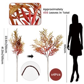 SNAIL GARDEN 4 Bundles Artificial Fall Leaves Stems with 912 Graduated Leaves, 41.3in/105cm Long Fall Floral Arrangement Spray for Vase, Thanksgiving Harvest Decor, Home & Office Seasonal Centerpieces