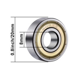 Thgtao 608 ZZ Ball Bearings, Pack of 20 8 x 22 x 7 mm Deep Groove Ball Bearings, Metal Double Shielded Miniature Deep Groove Ball Bearings for Skateboard, Scooter, Inline Skates