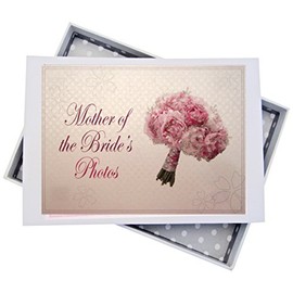 White Cotton Cards Mother of The Bride Mini Photo Album Wedding Bouquet, Board, White, 12.5 x 17.5 x 2.5 cm