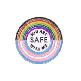 COLORFUL BLING You are Safe with Me pins Enamel Lapel Pin Rainbow Pride Pin Cute Brooches Pin for Clothing Backpack Hat Decoration-B