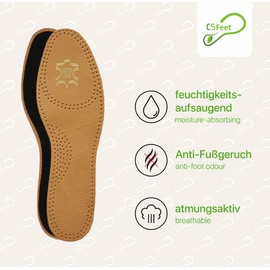 Made in Germany 2 Pairs All Season Leather Soles Size 44/45 - Genuine Sheepskin on a Base Made of Activated Carbon