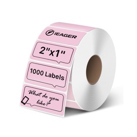 iEager 2x1 Inch Thermal Labels, Pink Durable Thermal Printer Stickers, Self-Adhesive Shipping Label Printer Sticker for Barcode, Name, Address, 1000 Labels/Roll