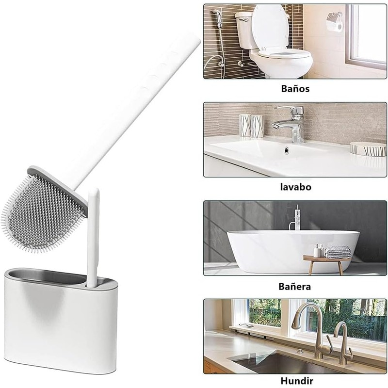 Juego de 3 Escobillas de Silicona para Baño, Montaje en