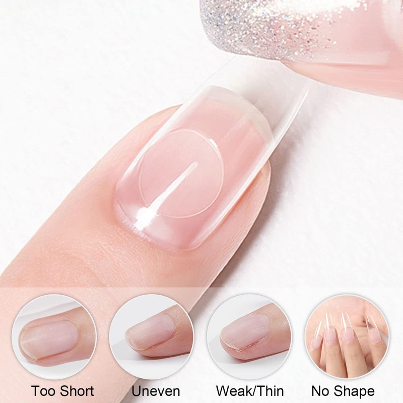 YSUVIN Nail Tips, Pack of 240 Fake Nails, Transparent, 12