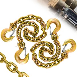 3/8" Trailer Safety Chains G80 Trailer Chains with G70 Clevis Safety Hooks 36" | 7100 lbs Safety Working Load 27000 lbs Break Strength Heavy Duty Transport Chains Truck Towing Chains (2 Pack Yellow)