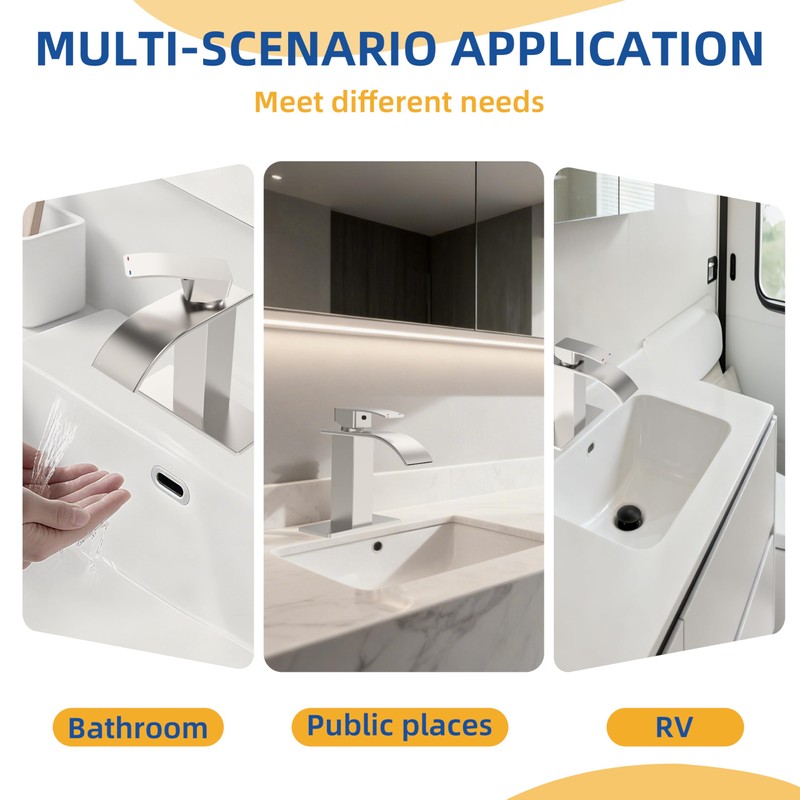 RUACQ Bathroom Faucets, Single Handle Bathroom Sink Waterfall Faucets for