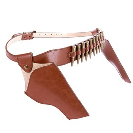 MiOYOOW Cowboy Belt Holster, PU Leather Bullet Belt with Gun Holster for Cosplay Costume Carnival Theme Party Masquerade