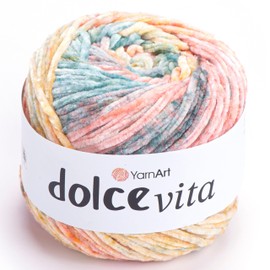 YarnArt Dolce Vita Yarn – 100% Micro Polyester, Soft Chenille Yarn for Knitting & Crochet, 150g (5.29 oz), 260m (284 yds), Medium Weight, Ideal for Plush Toys, Blankets & Cozy Projects (3402)