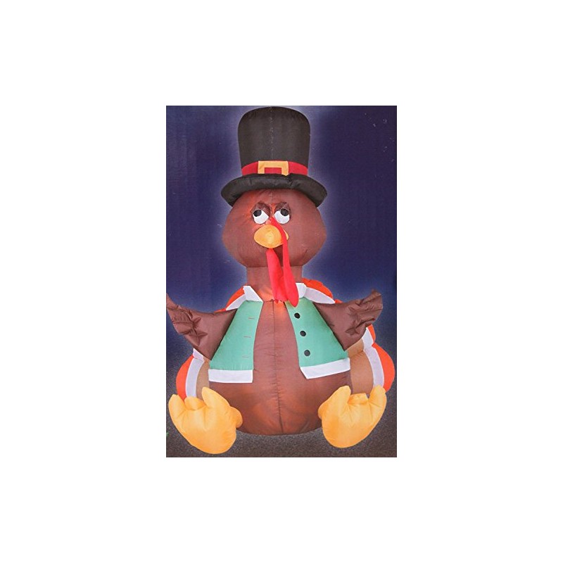 Gemmy Thanksgiving Airblown 4 Foot Self-Inflatable Light Up Turkey with