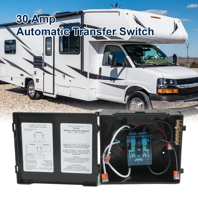Nirakoka 30 Amp Automatic Transfer Switch, Rated 120VAC Applied to