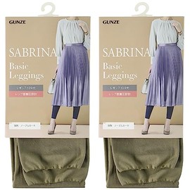 Gunze SBL601 Women's Leggings, Sabrina, 2-Pair Set, Neat Tightening, noble khaki