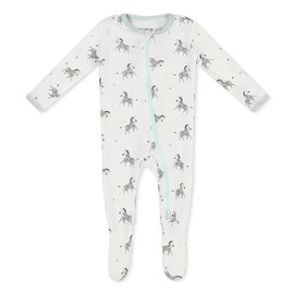 Bamboo Little Soft Baby Footie Pajamas, Baby Clothes, Newborn Sleepers, 95% Viscose and 5% Spandex, Zebra, 12-18 Months