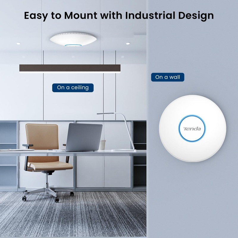 Tenda i27 AX3000 Wi-Fi 6 Ceiling Access Point, Dual-Band 2976Mbps,