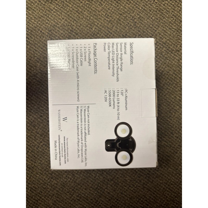 WASSERSTEIN FLOODLIGHT WITH CHARGER FOR SECURITY SYSTEM CAM NEW IN