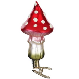 Inge-Glas Clip-On Mushroom 10138S021 IGM German Glass Christmas Ornament