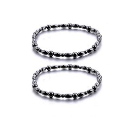 2pcs Anklet Hematite Relieve Joint Pain Healing Therapy Healthy Foot Anklet for Women Men-Style 1
