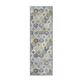 Lahome Moroccan Hallway Runner Rug - 2'5''x8' Ultra-Thin Vintage Washable Rug Runner Oriental Rug Non-Slip Kitchen Runner Indoor Throw Carpet for Entryway Bedroom Laundry Room(2'5''x8',Yellow/Aqua)