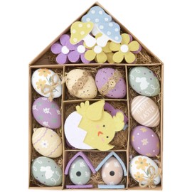 Valery Madelyn 40 Easter Eggs for Hanging for Easter Decoration, Modern Artificial Easter Eggs for Easter Decoration, Purple Yellow Ornament for Easter Baskets, Spring Decoration, Easter Gifts