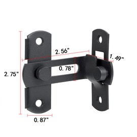 INIRET Flip Door Sliding Latches，Matte Black 90 Degree Stainless Steel Bar Gate Latches Safety Door Lock,Sliding Door Antique Lock Gate Latches Wine Cabinet Carbon Steel Closet Door Latches