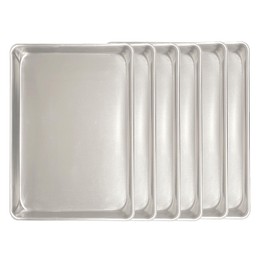 TrueCraftware- 2/3 Size Aluminum Sheet Pan 16" x 22" Baking Sheets 20 Gauge Set of 6- Baking Pan Baking Tray Cookie Sheet Baking Sheet Perfect for Baking Roasting