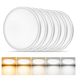 LUMLLSAJI 6Pack LED Flush Mount Ceiling Light, 12 Inch 24W 2400LM Thin Round Ceiling Light Fixture, 5CCT Adjustable (2700K-6500K) Wired Ceiling Lamp for Kitchen Bedroom Hallway Closet, White