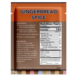 Double Donut Coffee Gingerbread Spice Hot Chocolate Mix Packets, Flavored Gingerbread Hot Cocoa Mix, 18 Count