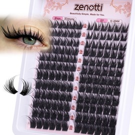 Lash Clusters Wispy Cat Eye Cluster Eyelash Extensions Fairy Individual Lashes Manga Fox Eye Lashes Cluster Natural DIY Lash Extensions Left & Right Eyelash Clusters 12-20mm 144PCS by zenotti