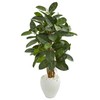 Nearly Natural 53in. Artificial Rubber Tree in White Planter