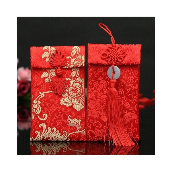 Lilith Li chino Elemento Festive Seda Rojo sobres tarjeta de