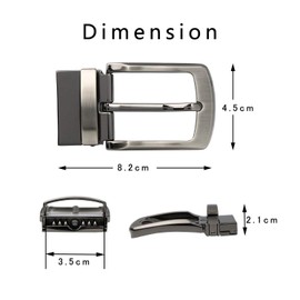 BIGHAS Men's Reversible Belt, 1.4 inches (3.5 cm), Double-sided, Rotating, Pin Type, Buckle, Single Item, Genuine Leather, Business and Casual, Buckle Only, Replacement Box Included, 203 gray