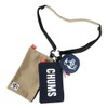Chums Bag 3P Shoulder Pouch Sweat Nylon, Navy x Beige