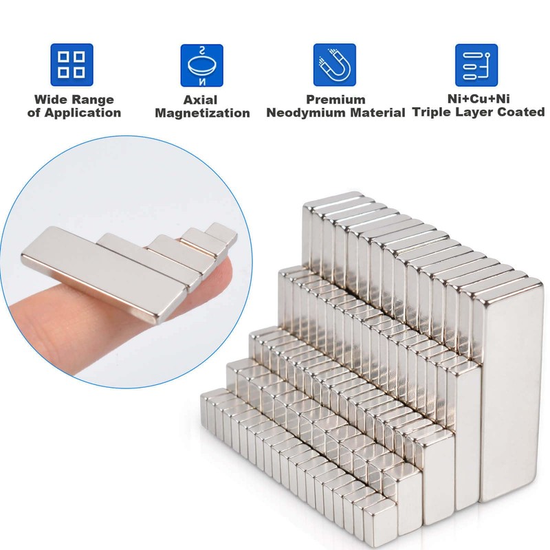 30Pcs Magnets, 20x8x1.5mm Strong Fridge Magnets, Small Neodymium Bar Whiteboard