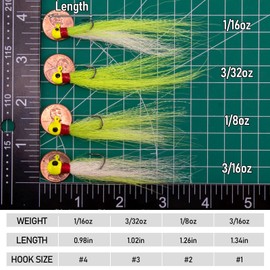 Dr.Fish 5 Pack Bucktail Jigs Crappie Jigs Round Ball Jig Head Fishing Lures Jigs Hair Jig Round Head Fishing Jigs for Bass Striper Walleye Halibut Pike Freshwater Saltwater Fishing 1/8oz