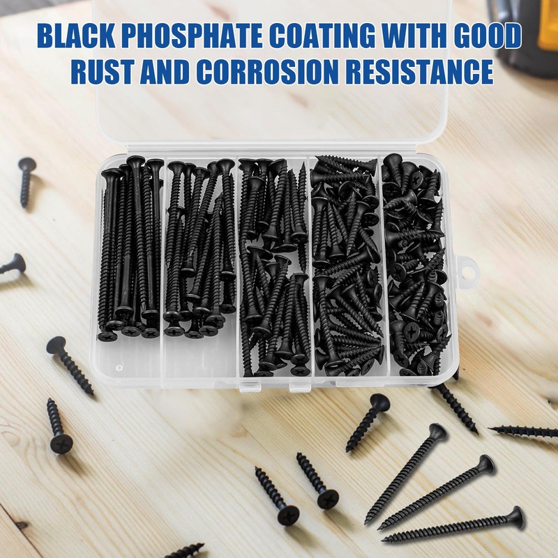 FVOLREM Wood Screws Assortment Kit, 168 PCS, High Hardness Phillips