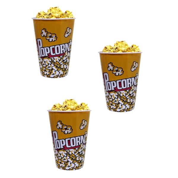 Dependable Industries inc. Essentials 3-Pack Retro Style Plastic Popcorn Containers