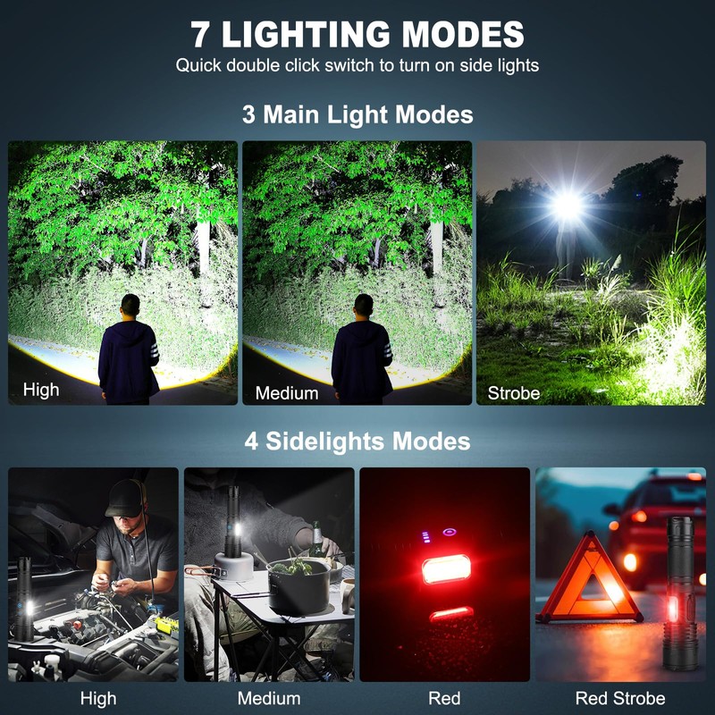 Cinlinso Rechargeable LED Flashlights High Lumens 2 Pack, 990000 Lumen