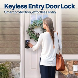 VIVOHOME Keyless Entry Door Lock with Fingerprint, Electronic Keypad Deadbolt for Front Door, Auto Lock, 2 Keys, Easy Installation