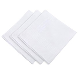 Piriuuo 3 Pcs Men's Handkerchiefs, Soft Cotton White Hankie Handkerchiefs Sweat Absorbing Handkerchiefs Machine Wash White Pocket Square for Suit Small Sweat Cloth for Hand, Hankies