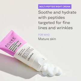 Acure | Crema nocturna rejuvenecedora para atenuar arrugas | Con multi péptidos, vitamina C y glicoproteinas, 50 ml