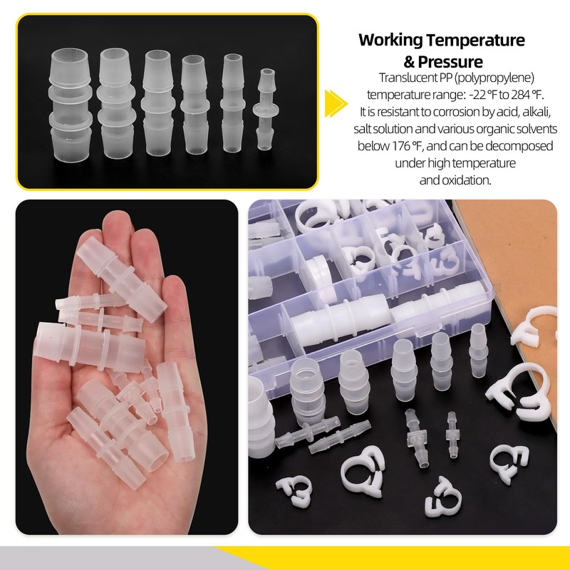 Mardatt Hose Barb Fittings Kit, Assorted Sizes Plastic Pipe Joint