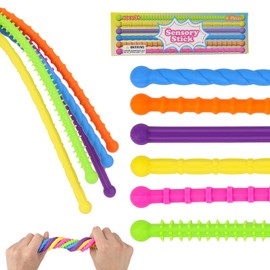 Fukaisu 6pcs Flexible Fidget Sticks, Premium Durable Flexible Textured Sticks Funny Fidget Autism Toys Suitable for Inspire Creativity Relief Anxiety (6 Colors)