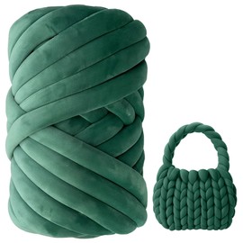 Armstricken Wolle 500g/16m, Dicke Woll zum Handstricken Schlauchgarn 3cm Chunky XXL Wolle, Handstrickgarn Wollgarn für Anfänger Decken Körbe Tasche Haustierkorb DIY Kunsthandwerk (Dunkelgrün)