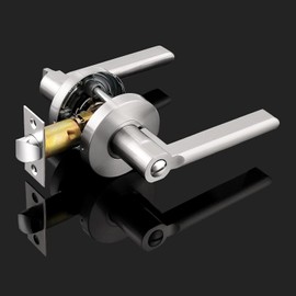 Probrico Privacy Door Handle Lever Satin Nickel Bed/Bath Door Levers Intrior Lockset Keyless Privacy Handles (2 Pack)