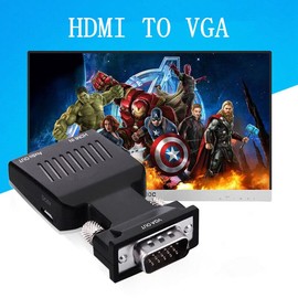 HDMI to VGA Male Video Adapter Female Cable Converter with Audio HD 1080P, Built-in Active IC Chip for Enhanced Compatibility