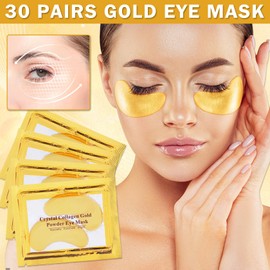 CAHIUYOA 30 Pairs Gold Eye Mask Under Eye Patches for Dark Circles and Puffy Eyes Moisturizing Under Eye Mask Reduce Eye Bags