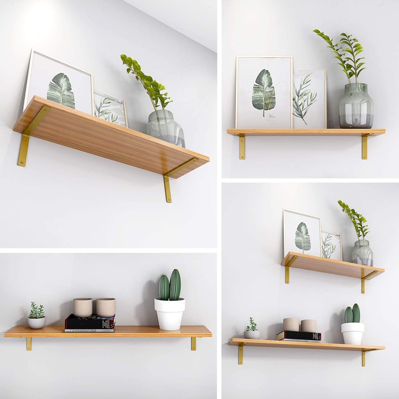 L Shelf Brackets 10 inch, Gold Heavy Duty Iron Shelf