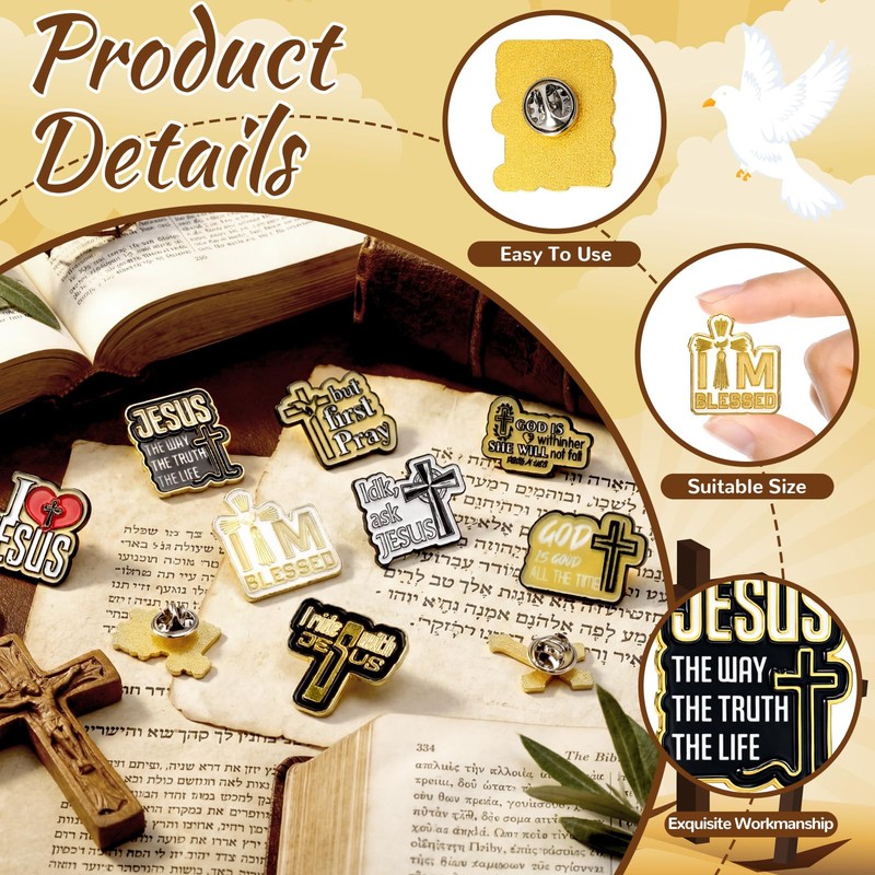 30 Pcs Christian Jesus Enamel Pins Gift Bulk Easter Religious