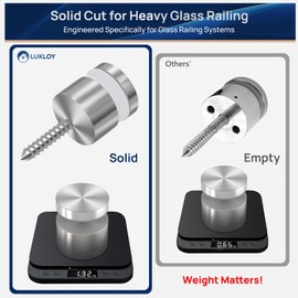 12 Pack LukLoy SS316 Solid 1.32lb Heavy Duty Glass Railing Standoff Hardware for Balcony Stair Balustrade, 2" Stair Glass Railing Standoffs Pins (Marine Grade)